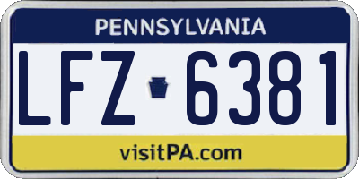 PA license plate LFZ6381
