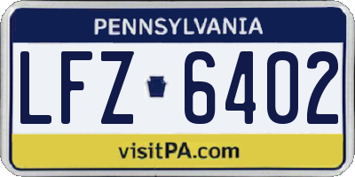 PA license plate LFZ6402