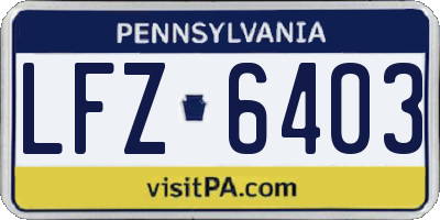PA license plate LFZ6403