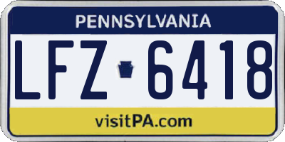 PA license plate LFZ6418