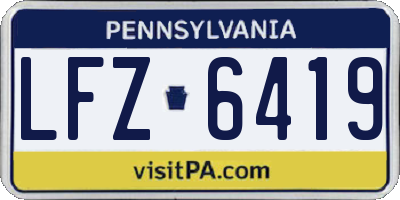 PA license plate LFZ6419