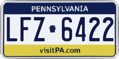 PA license plate LFZ6422