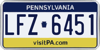 PA license plate LFZ6451