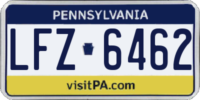 PA license plate LFZ6462