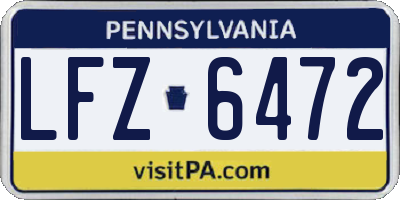 PA license plate LFZ6472