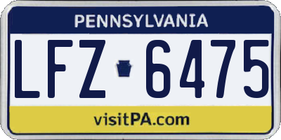 PA license plate LFZ6475