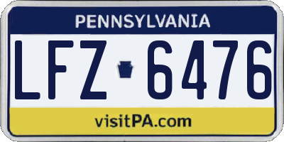 PA license plate LFZ6476