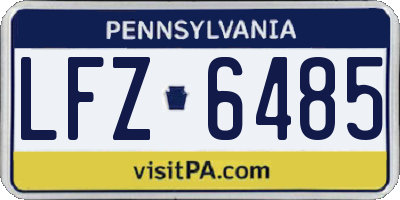 PA license plate LFZ6485