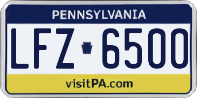 PA license plate LFZ6500