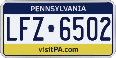 PA license plate LFZ6502