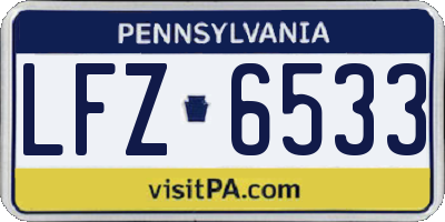 PA license plate LFZ6533