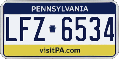 PA license plate LFZ6534