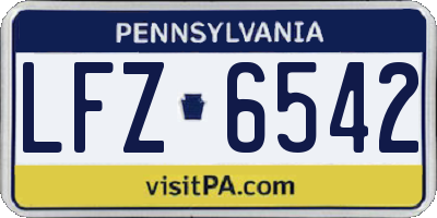 PA license plate LFZ6542