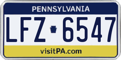 PA license plate LFZ6547