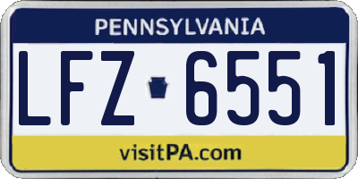 PA license plate LFZ6551