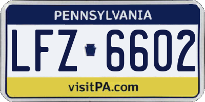 PA license plate LFZ6602