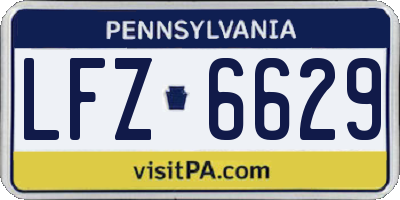 PA license plate LFZ6629