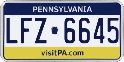 PA license plate LFZ6645