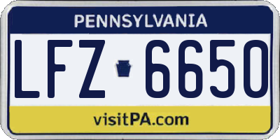 PA license plate LFZ6650