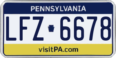 PA license plate LFZ6678
