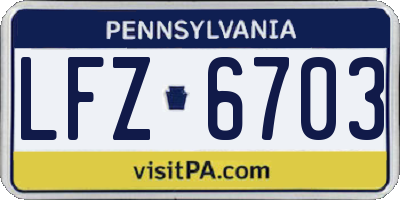 PA license plate LFZ6703