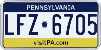 PA license plate LFZ6705