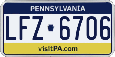 PA license plate LFZ6706