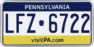 PA license plate LFZ6722