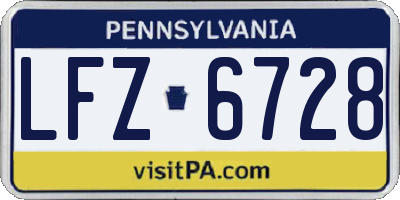 PA license plate LFZ6728