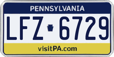 PA license plate LFZ6729