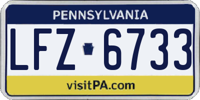 PA license plate LFZ6733