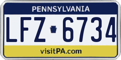 PA license plate LFZ6734