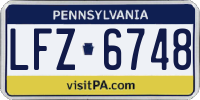 PA license plate LFZ6748