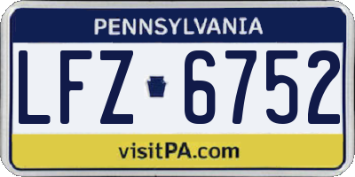 PA license plate LFZ6752