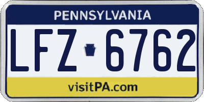 PA license plate LFZ6762
