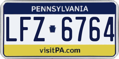PA license plate LFZ6764