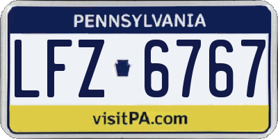 PA license plate LFZ6767