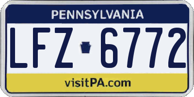 PA license plate LFZ6772