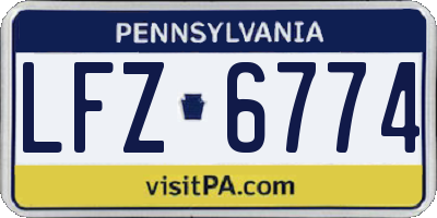 PA license plate LFZ6774