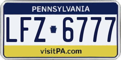 PA license plate LFZ6777