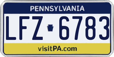 PA license plate LFZ6783