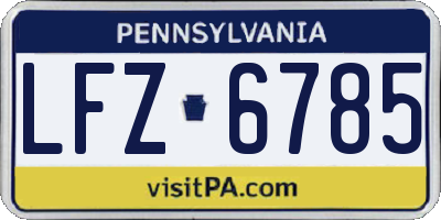 PA license plate LFZ6785
