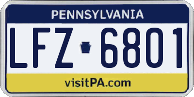 PA license plate LFZ6801