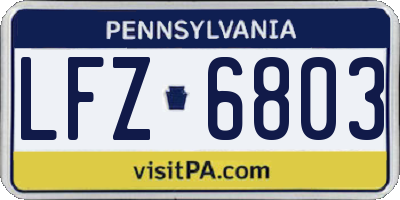 PA license plate LFZ6803