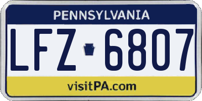 PA license plate LFZ6807