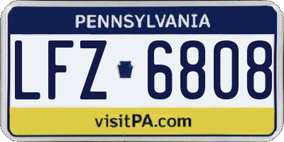 PA license plate LFZ6808