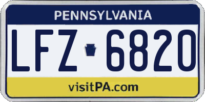PA license plate LFZ6820