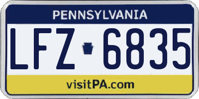 PA license plate LFZ6835