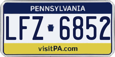 PA license plate LFZ6852
