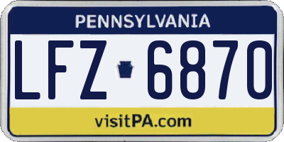PA license plate LFZ6870